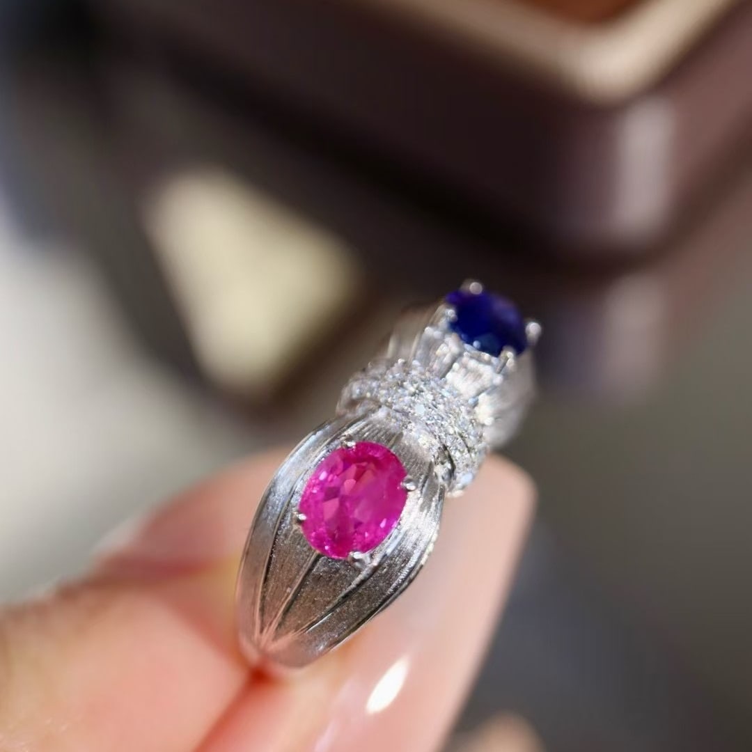 14k Gold 1.38 Ctw Natural Sapphire & Diamond Ring - 4