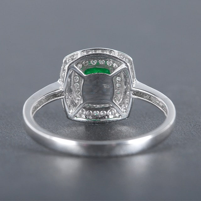 14k Gold 0.75 Ctw Vivid Green Natural Emerald & Diamond Ring - 4