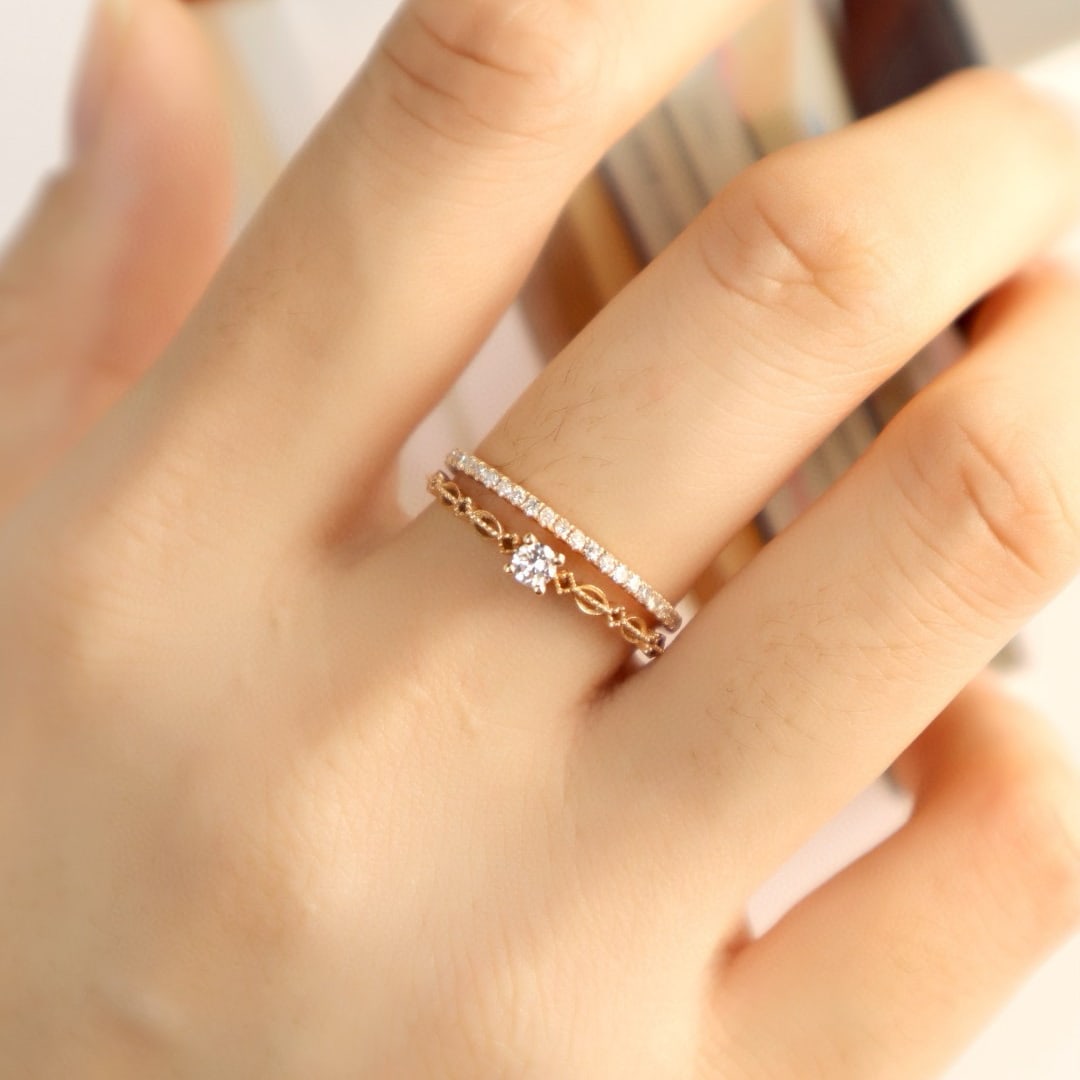14k Gold 0.35 Ct Natural H Diamond Ring - 2