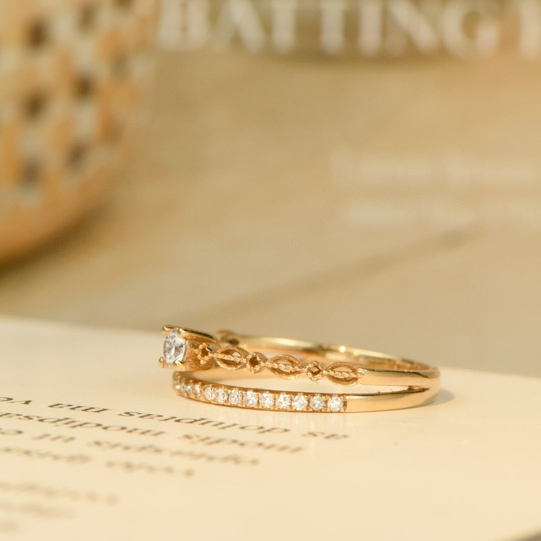 14k Gold 0.35 Ct Natural H Diamond Ring - 3