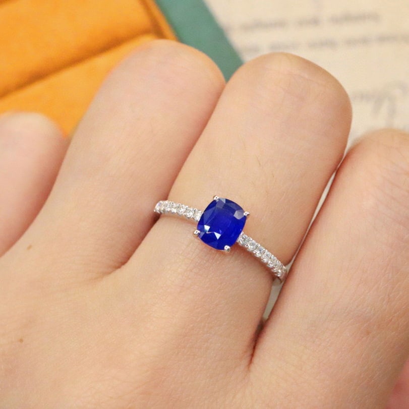 14k Gold 1.24 Ctw Natural Sapphire & Diamond Ring - 5