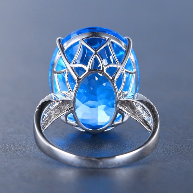 14k Gold 23.23 Ctw Natural Topaz & Diamond Ring - 4