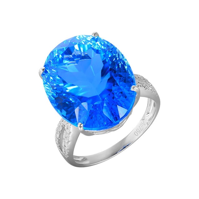 14k Gold 23.23 Ctw Natural Topaz & Diamond Ring - 5
