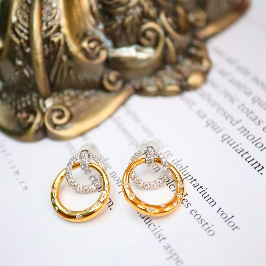 14k Gold 0.40 Ct Natural H Diamond Earrings - 6