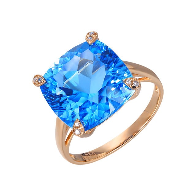 14k Gold 10.66 Ctw Natural Topaz & Diamond Ring - 3
