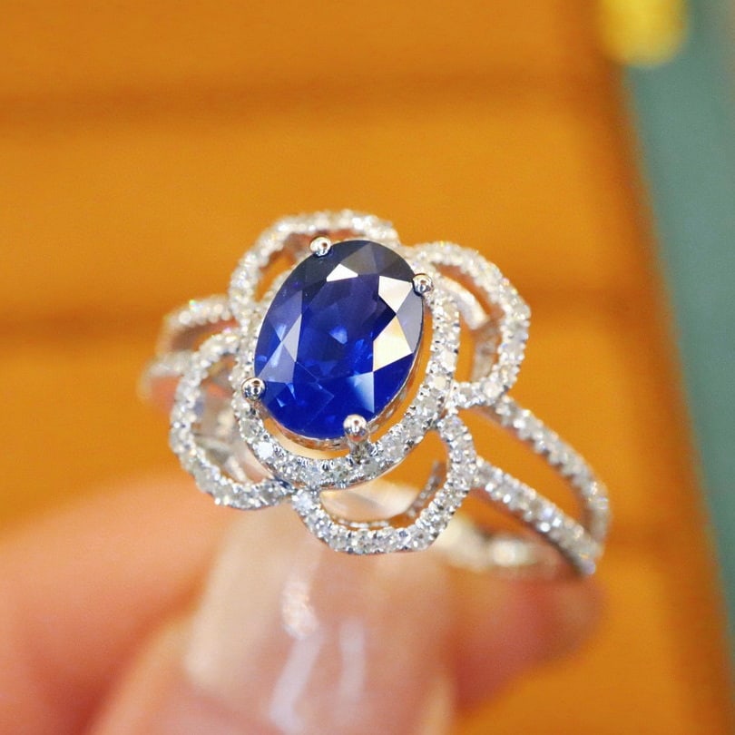 14k Gold 1.43 Ctw Natural Sapphire & Diamond Ring - 2