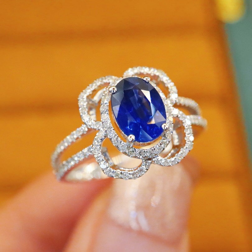 14k Gold 1.43 Ctw Natural Sapphire & Diamond Ring - 3