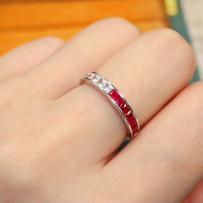 14k Gold 0.89 Ctw Natural Ruby & Sapphire Ring - 6
