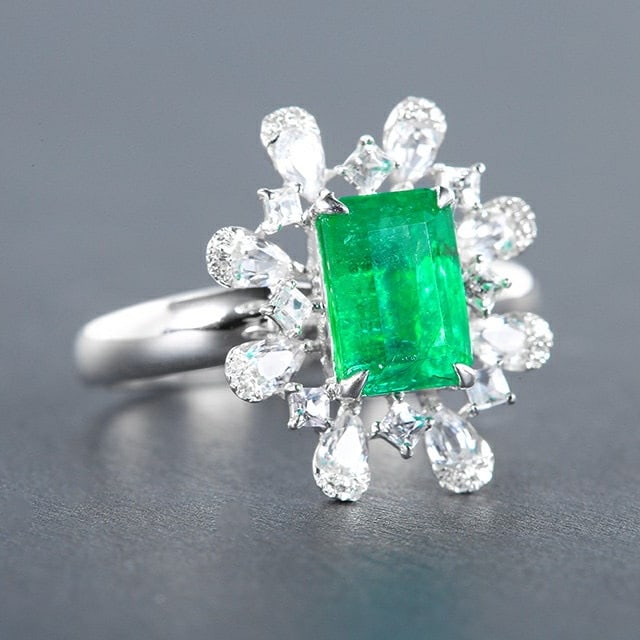 14k Gold 1.89 Ctw Vivid Green Natural Emerald & Diamond Ring - 2