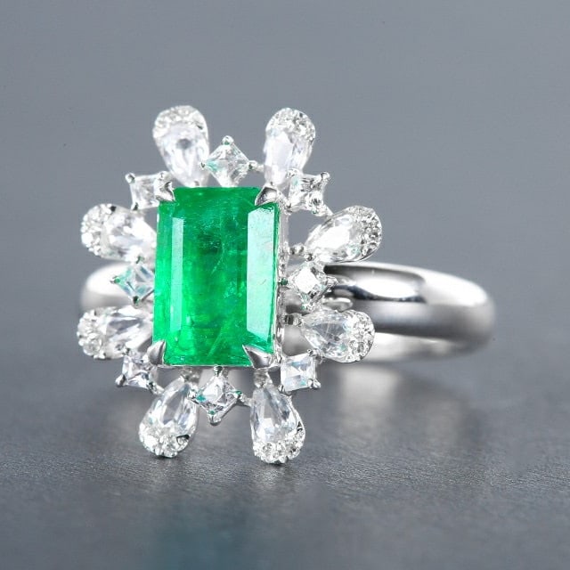 14k Gold 1.89 Ctw Vivid Green Natural Emerald & Diamond Ring - 3