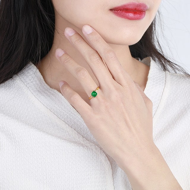 14k Gold 1.02 Ctw Vivid Green Natural Emerald & Diamond Ring - 6