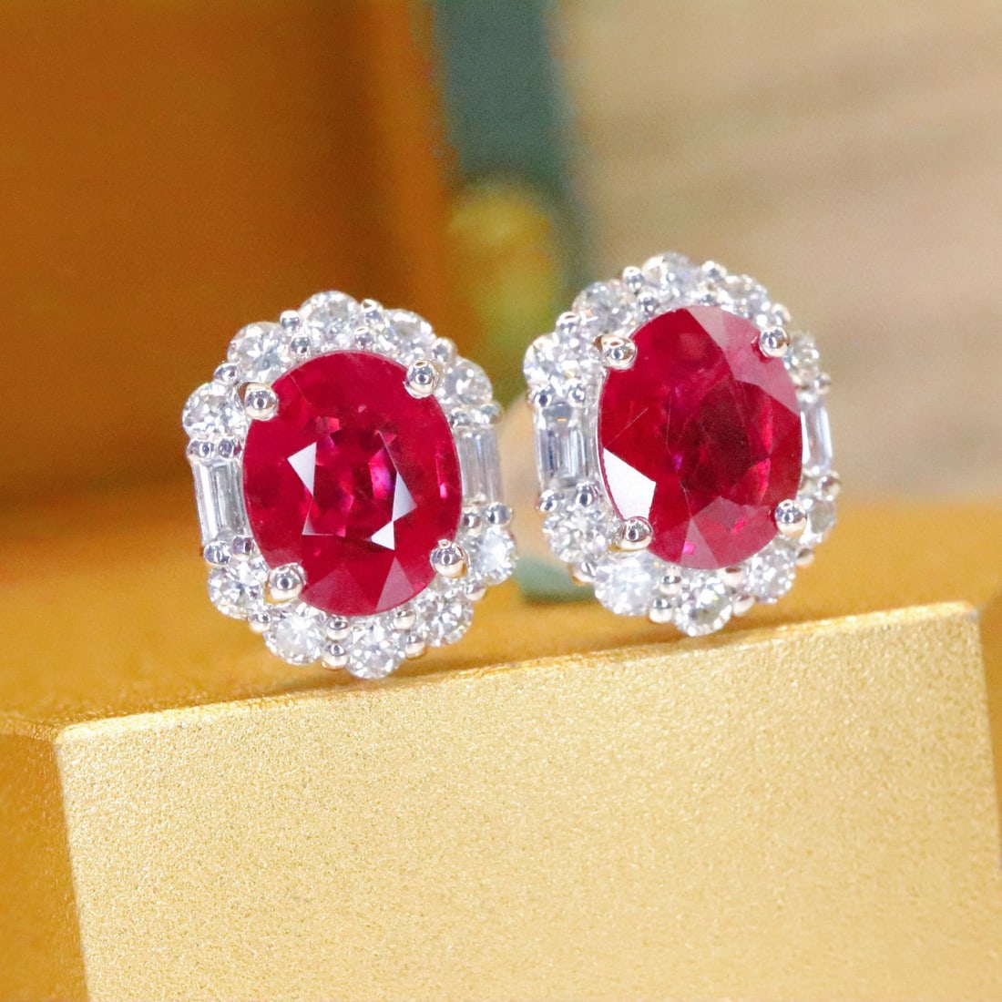 14k Gold 1.36 Ctw Natural Ruby & Diamond Earrings - 2