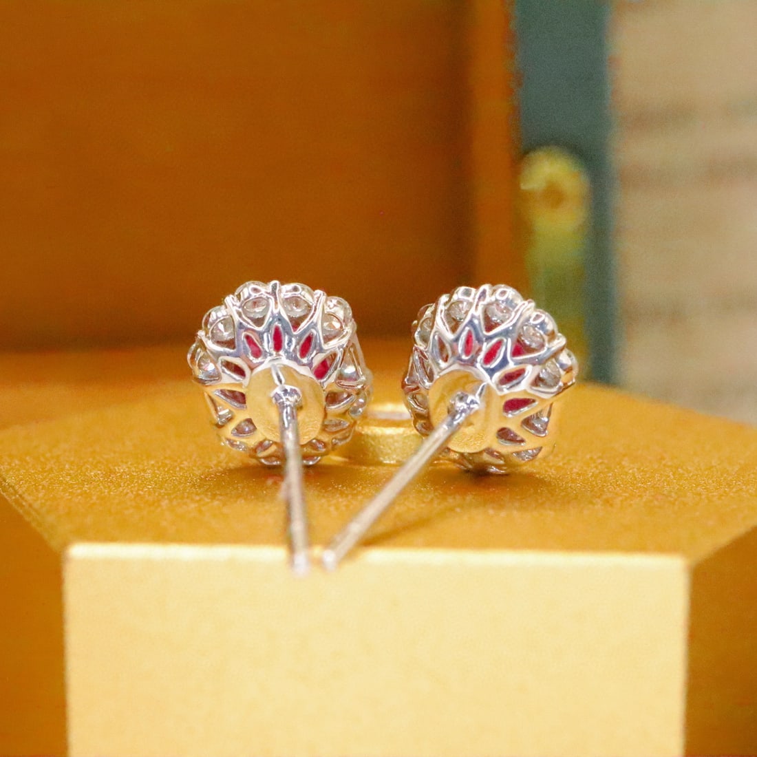 14k Gold 1.36 Ctw Natural Ruby & Diamond Earrings - 4