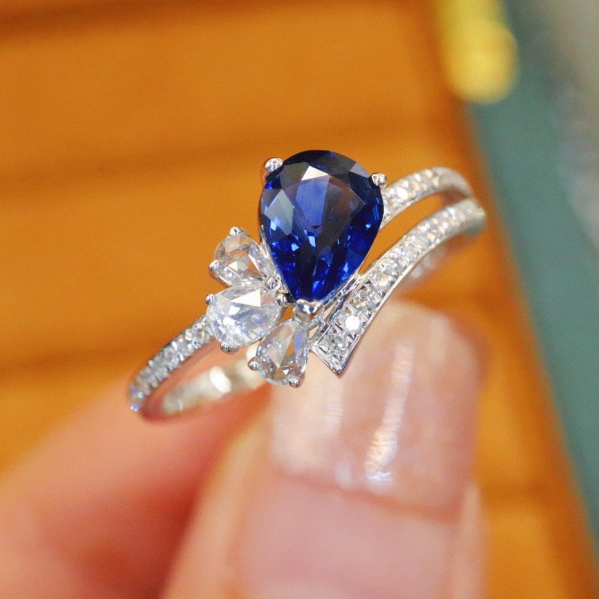 14k Gold 1.30 Ctw Natural Sapphire & Diamond Ring - 3