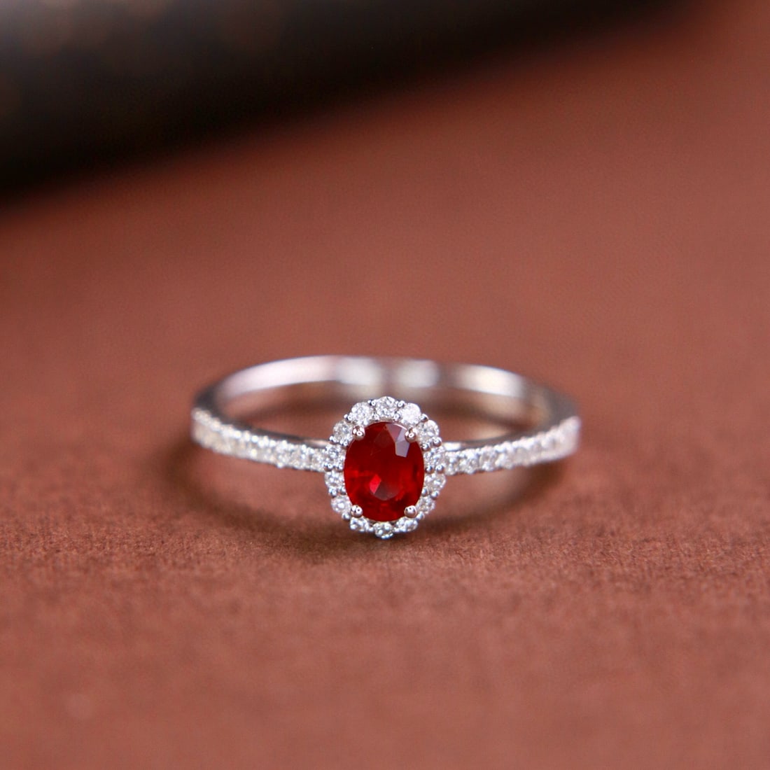 14k Gold 0.64 Ctw Natural Ruby & Diamond Ring: Ref:230976362 // gold content:14k gold // ring size:7. 25us // // main gemstone:ruby // shape:oval // carat weight:0. 45ct // color:pigeonblood red // treatment:natural // // adjacent gemstone 2 :