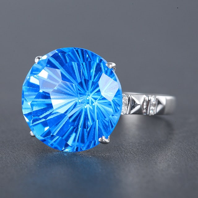 14k Gold 12.73 Ctw Natural Topaz & Diamond Ring - 2