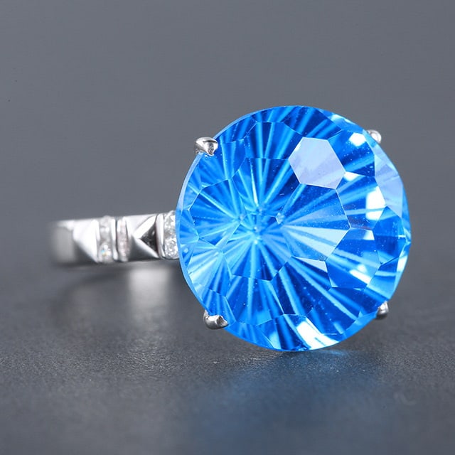 14k Gold 12.73 Ctw Natural Topaz & Diamond Ring - 3