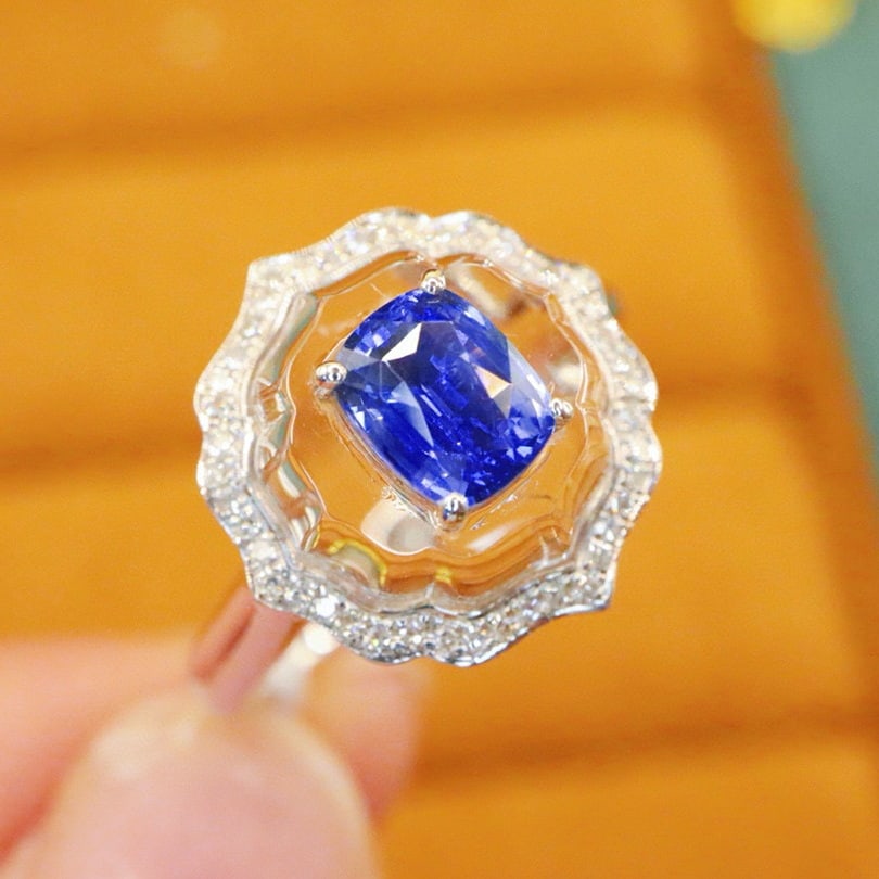 14k Gold 1.23 Ctw Natural Sapphire & Diamond Ring - 2
