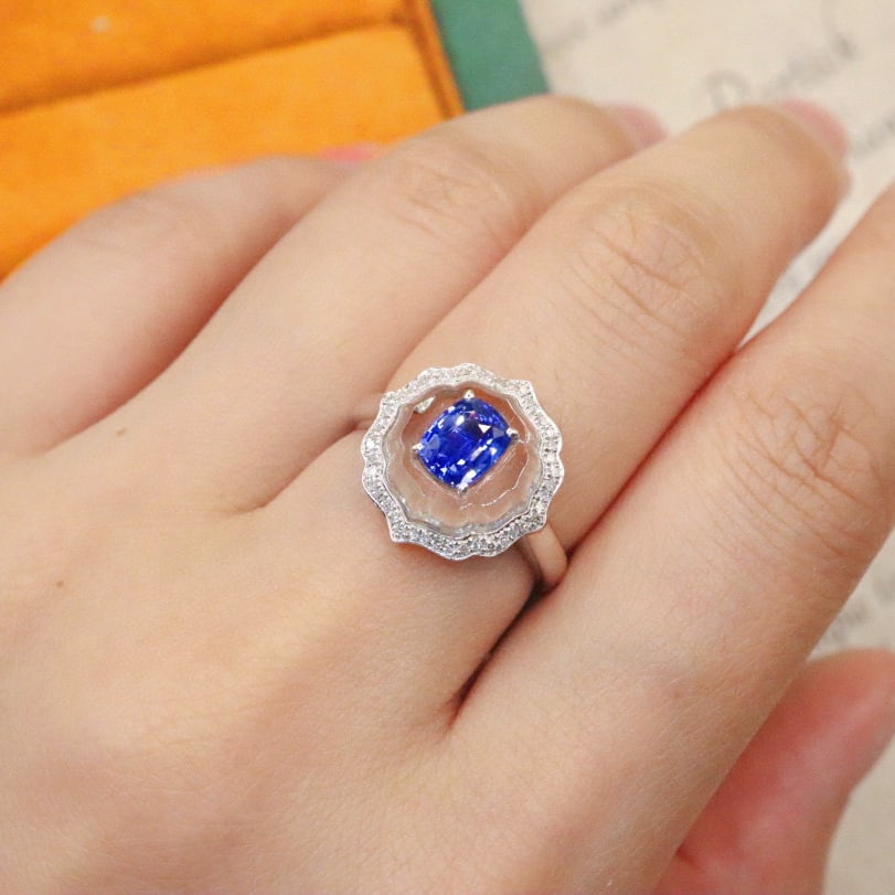 14k Gold 1.23 Ctw Natural Sapphire & Diamond Ring - 5