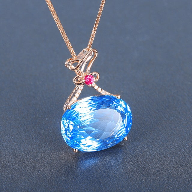 14k Gold 11.54 Ctw Natural Topaz & Diamond Pendant( Without Chain ) - 3