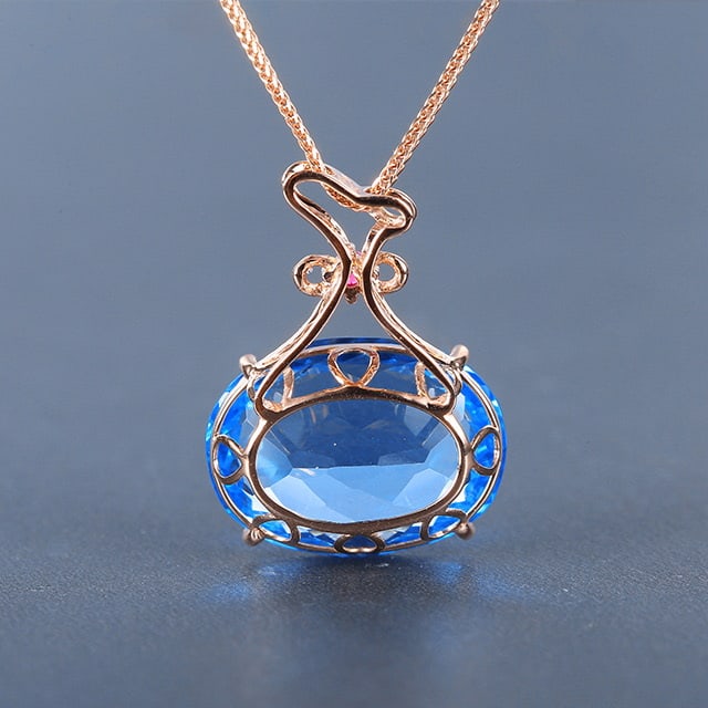 14k Gold 11.54 Ctw Natural Topaz & Diamond Pendant( Without Chain ) - 4