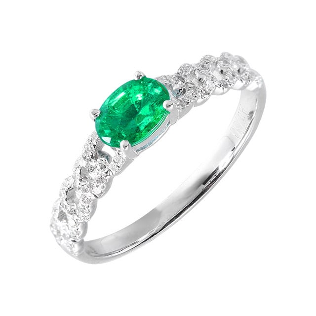 14k Gold 0.84 Ctw Natural Emerald & Diamond Ring - 5