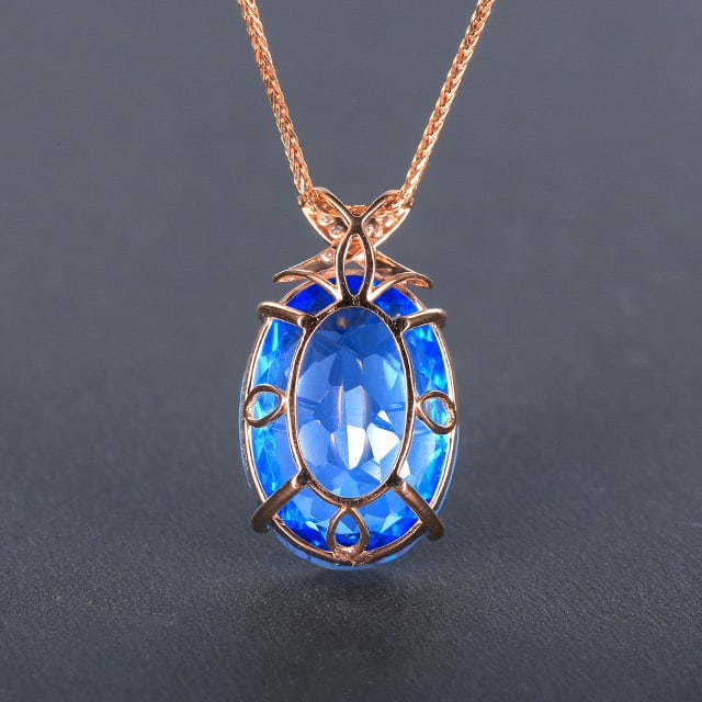 14k Gold 9.90 Ctw Natural Topaz & Diamond Pendant( Without Chain ) - 4