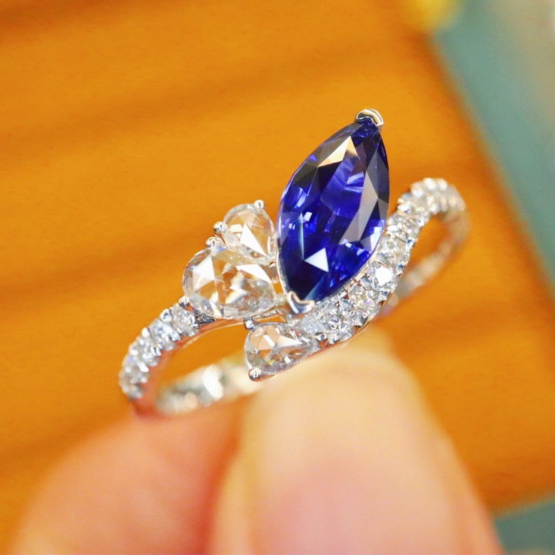 14k Gold 1.29 Ctw Natural Sapphire & Diamond Ring - 3