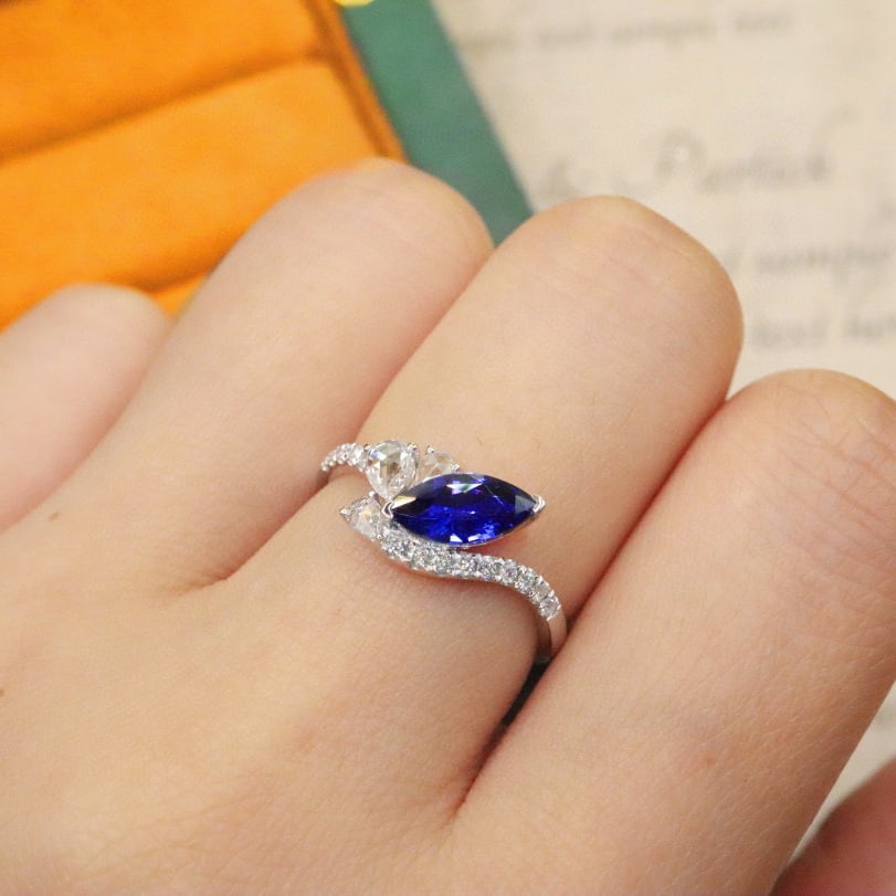 14k Gold 1.29 Ctw Natural Sapphire & Diamond Ring - 5