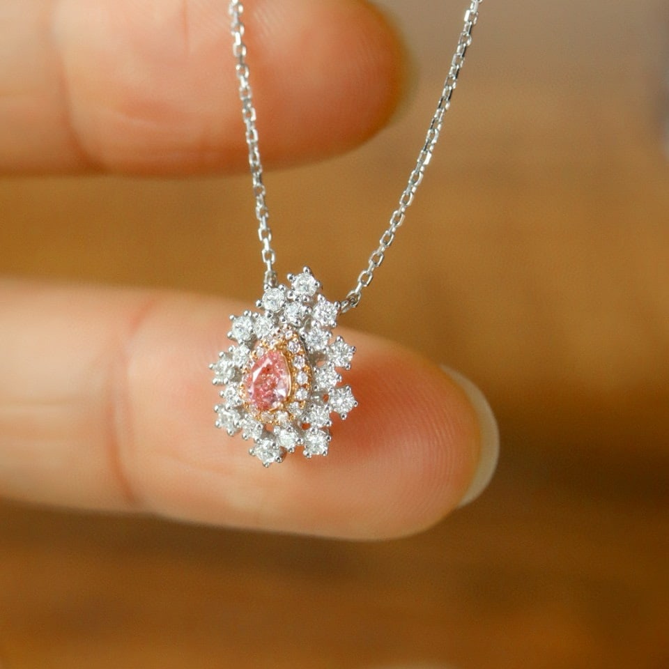 14k Gold 0.41 Ctw Natural Pink Diamond & Diamond Necklace - 3