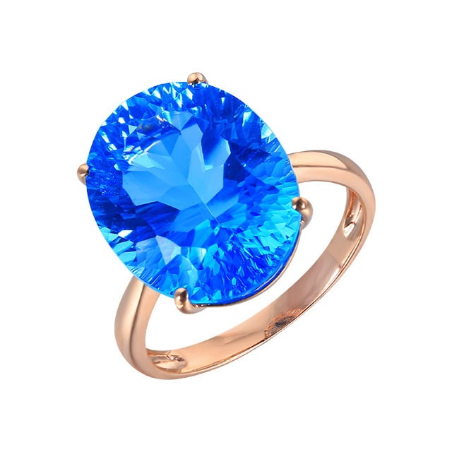14k Gold 12.02 Ct Natural Topaz Ring - 4