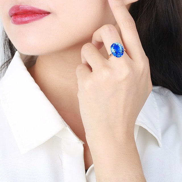 14k Gold 12.02 Ct Natural Topaz Ring - 5