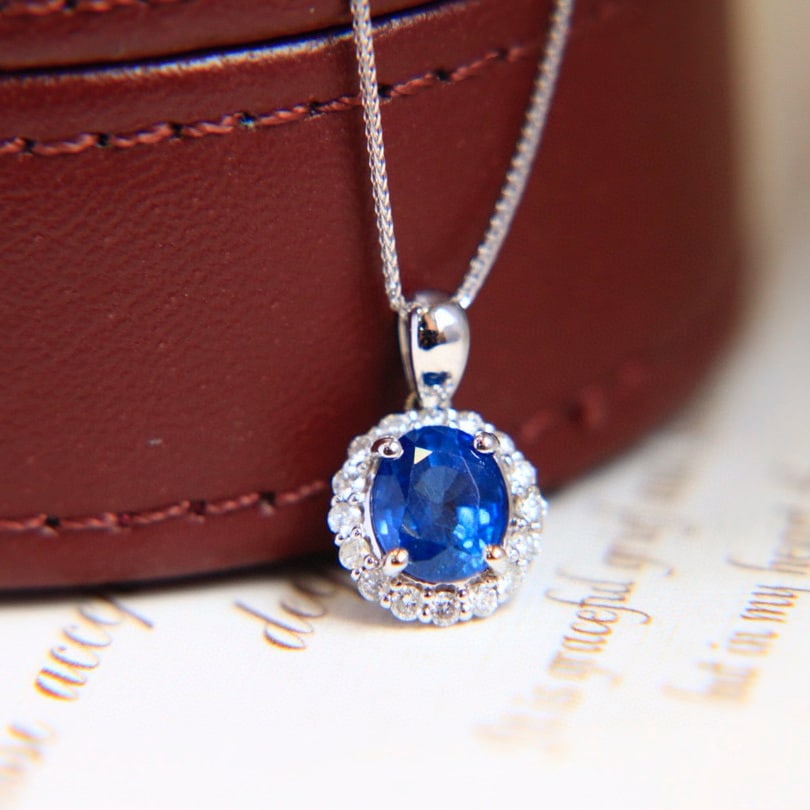 14k Gold 1.50 Ctw Natural Sapphire & Diamond Necklace - 2