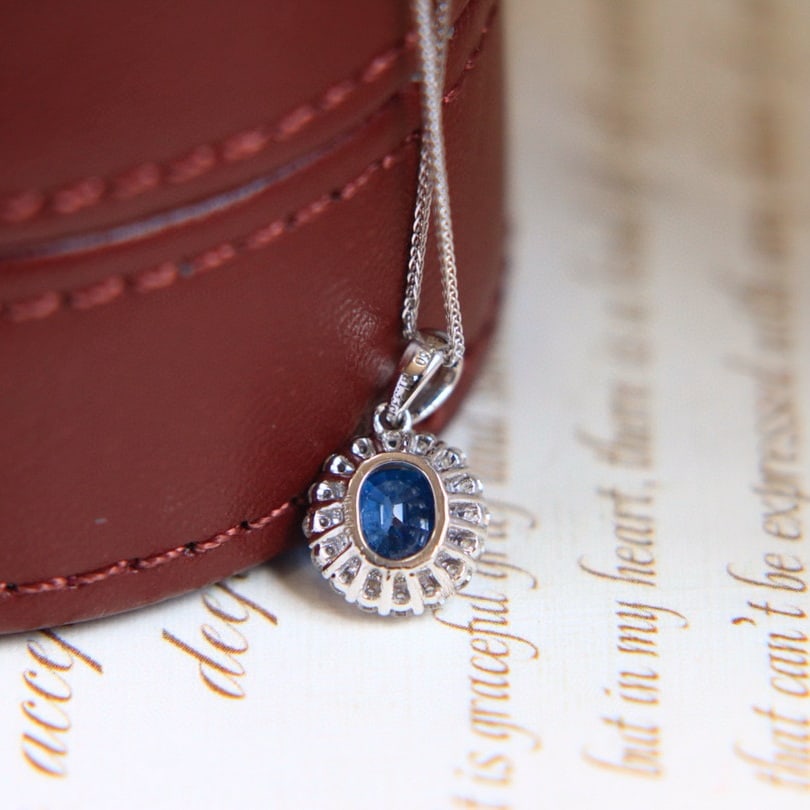 14k Gold 1.50 Ctw Natural Sapphire & Diamond Necklace - 4