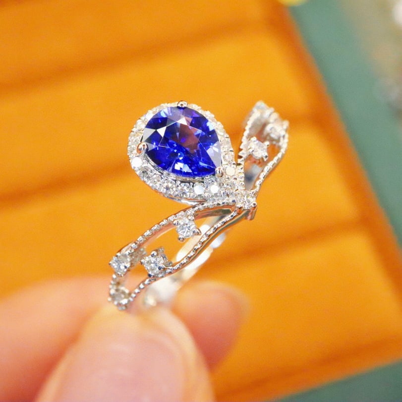 14k Gold 0.93 Ctw Natural Sapphire & Diamond Ring - 3