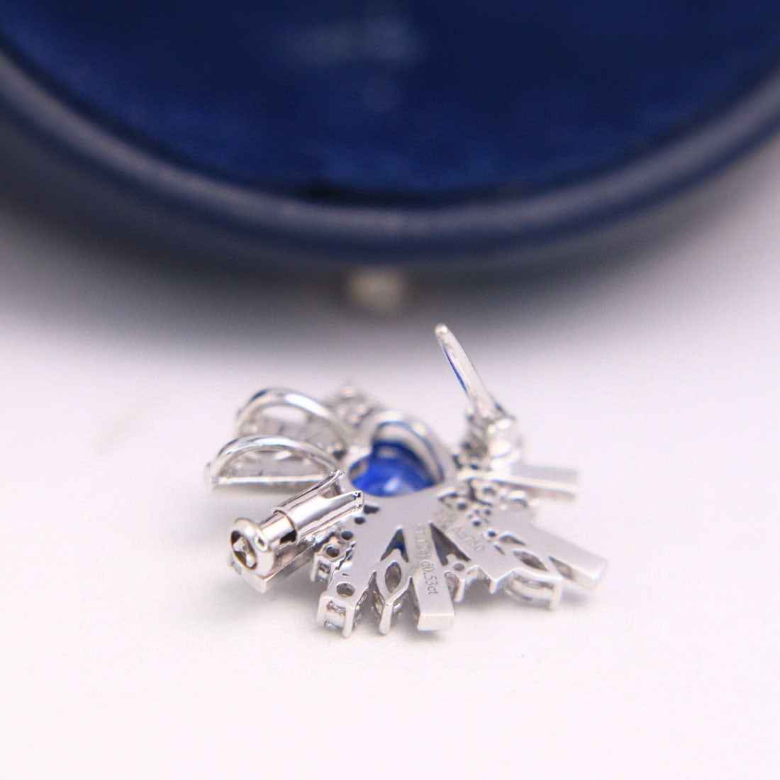 14k Gold 1.65 Ctw Natural Sapphire & Diamond Brooch/pendant( Without Chain ) - 5