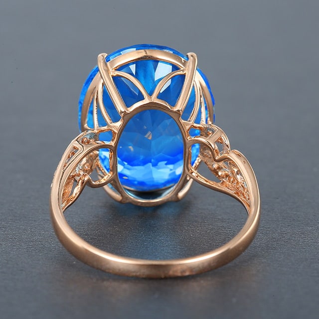 14k Gold 12.55 Ctw Natural Topaz & Diamond Ring - 4