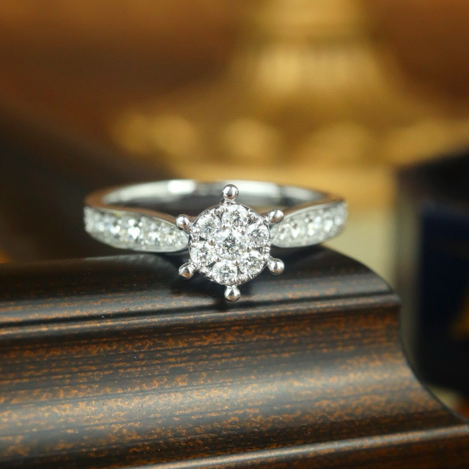 14k Gold 0.55 Ct Natural H Diamond Ring: Ref:230976417 // gold content:14k gold // ring size:7. 25us // // main gemstone:diamond // shape:round // carat weight:0. 55ct // clarity grade:vs-si // color:h // treatment:natural // cut grade:g //
