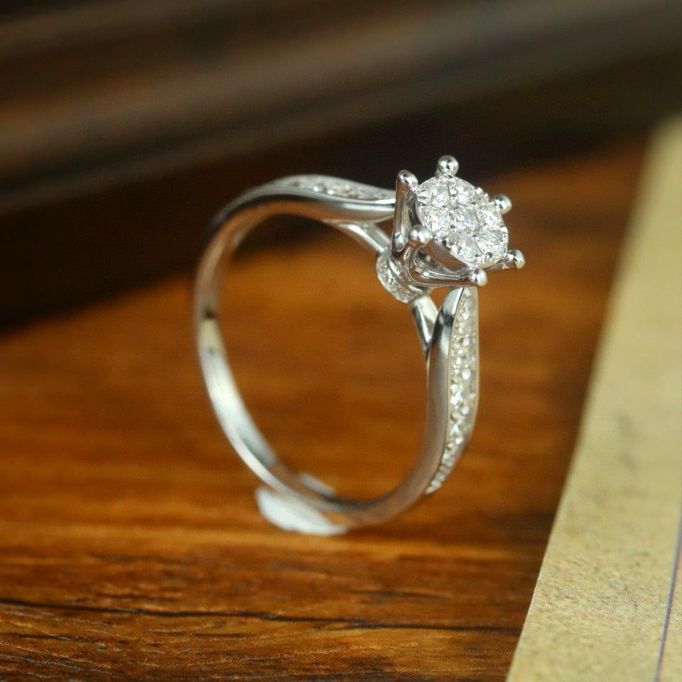 14k Gold 0.55 Ct Natural H Diamond Ring - 3
