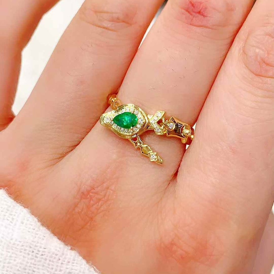 14k Gold 0.30 Ctw Vivid Green Natural Emerald & Diamond Ring/pendant( Without Chain ) - 5