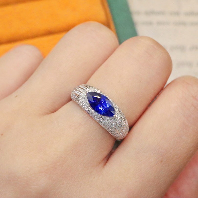 14k Gold 1.90 Ctw Natural Sapphire & Diamond Ring - 5