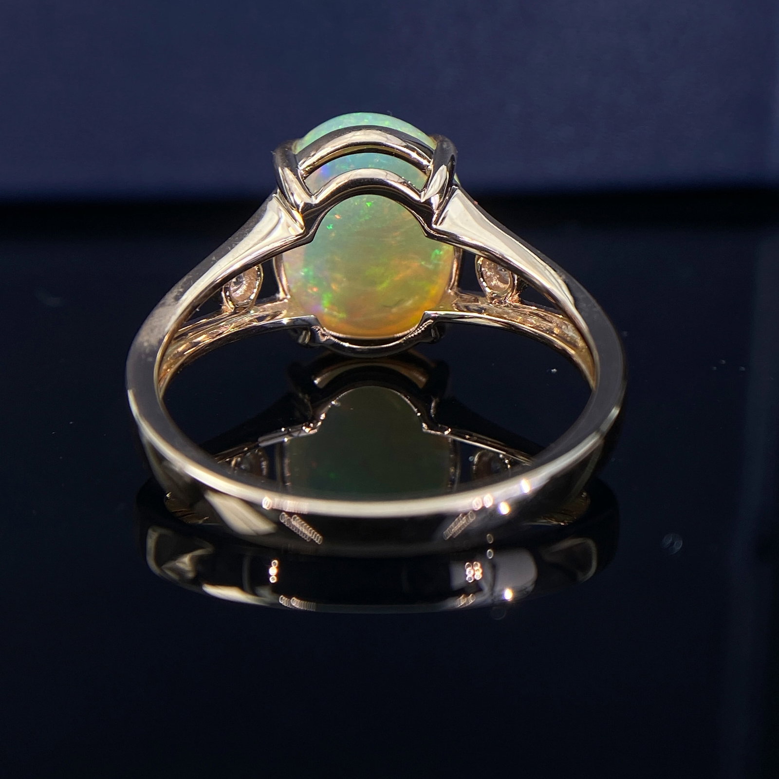 14k Gold 2.89 Ctw Natural Opal & Diamond Ring - 6