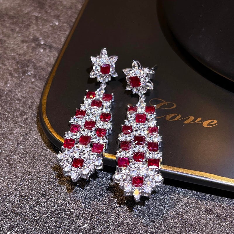 14k Gold 3.83 Ct Natural Ruby & Sapphire Earrings - 5