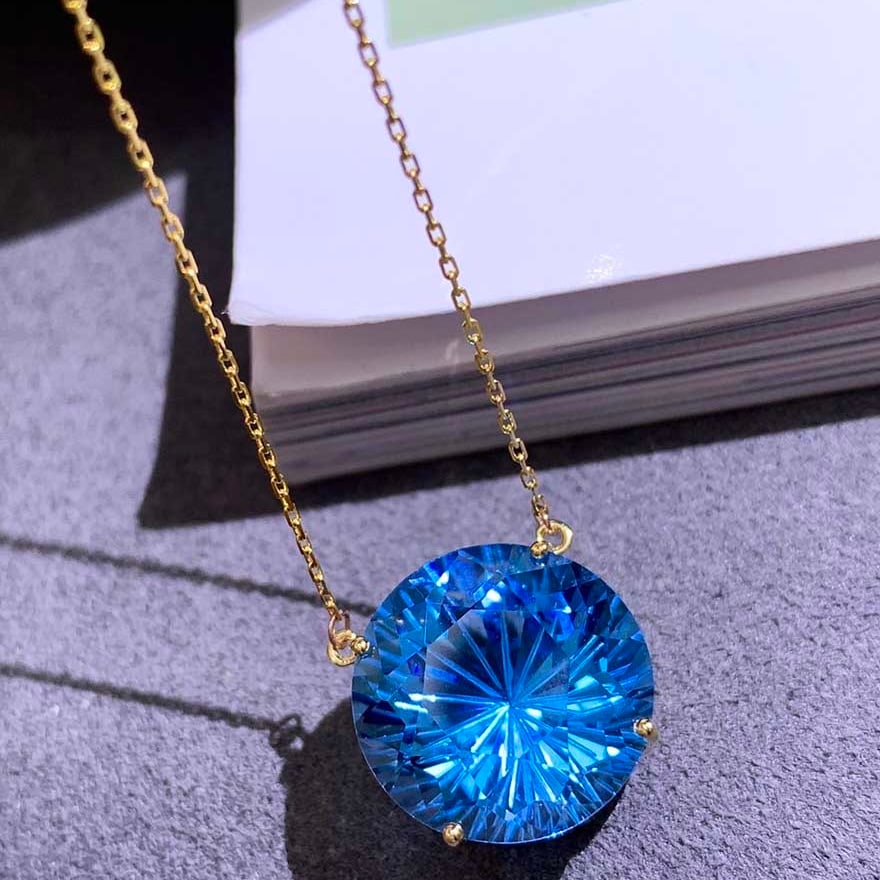 14k Gold 12 Ct Natural Topaz Necklace - 2