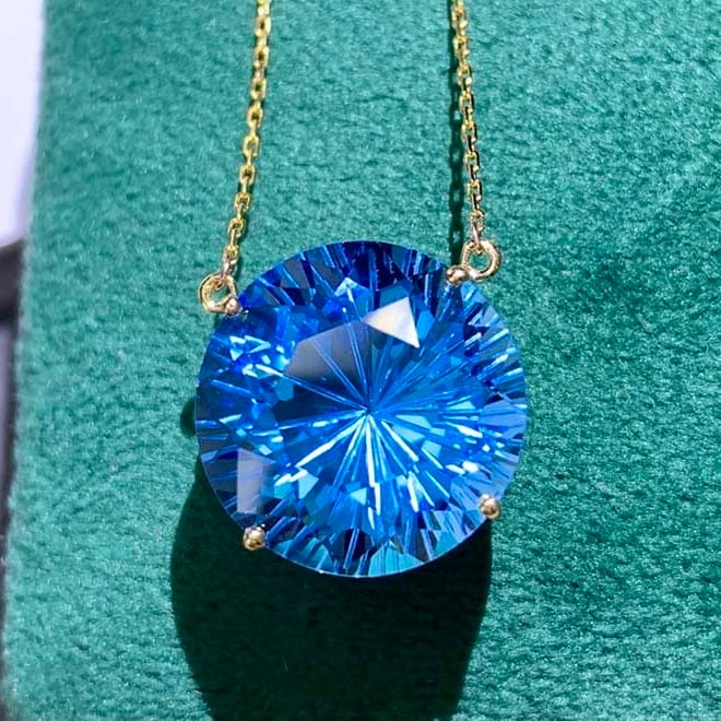 14k Gold 12 Ct Natural Topaz Necklace - 6