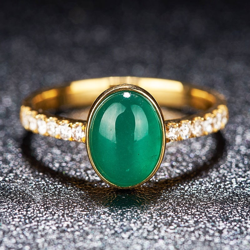 14k Gold 1.6 Ct Natural Emerald & Diamond Ring: Ref:230977059 // gold content:14k gold // ring size:7. 25us // // main gemstone:emerald // shape:oval // carat weight:1. 6ct // color:green // treatment:natural // // adjacent gemstone 2 : diamond // 