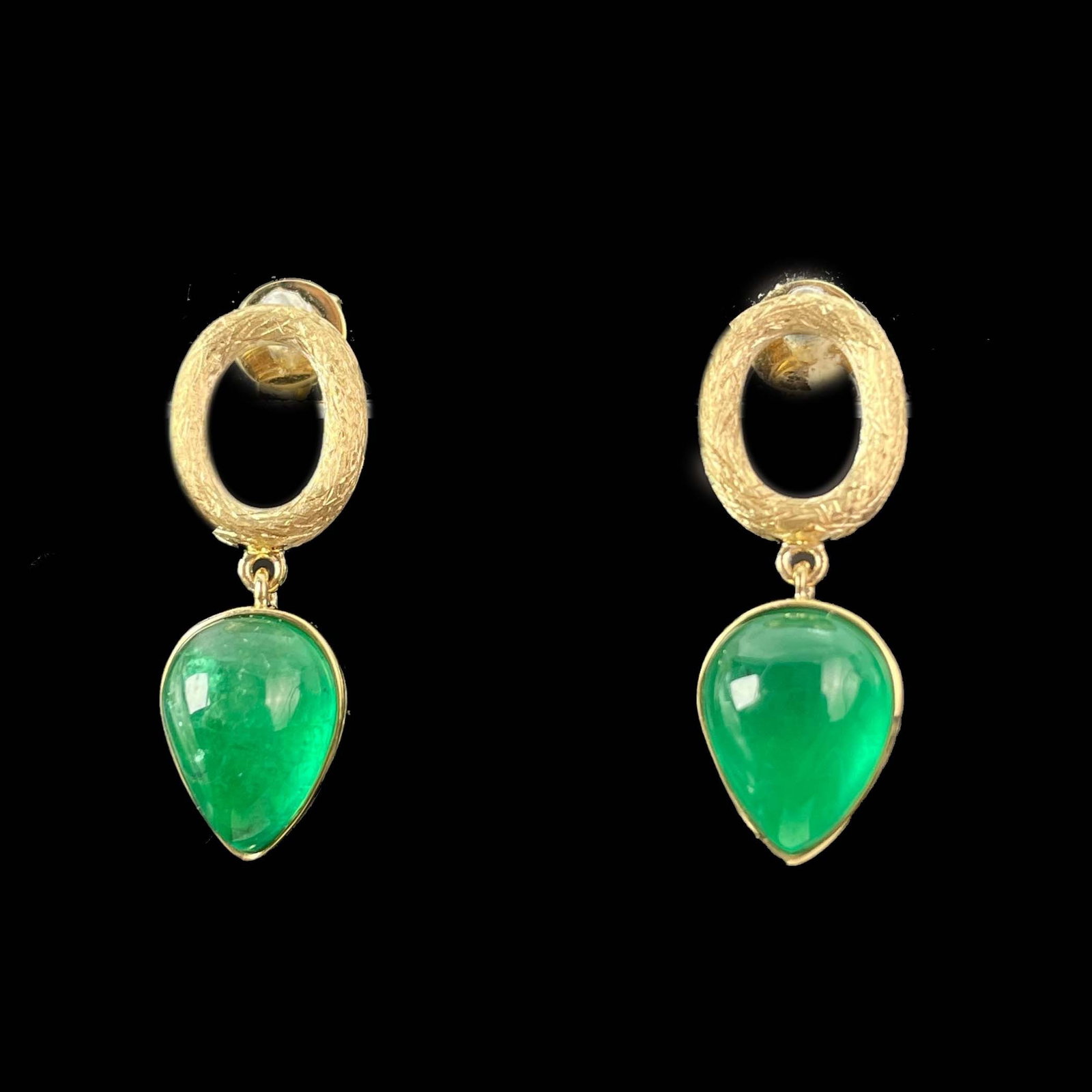 14k Gold 2.67 Ct Natural Emerald Earrings - 5
