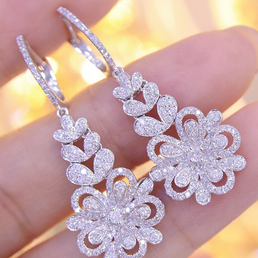 14k Gold 1.3 Ct Natural H Diamond Earrings - 3