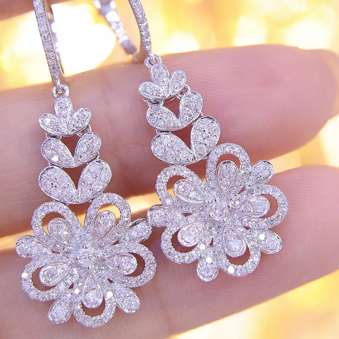 14k Gold 1.3 Ct Natural H Diamond Earrings - 4