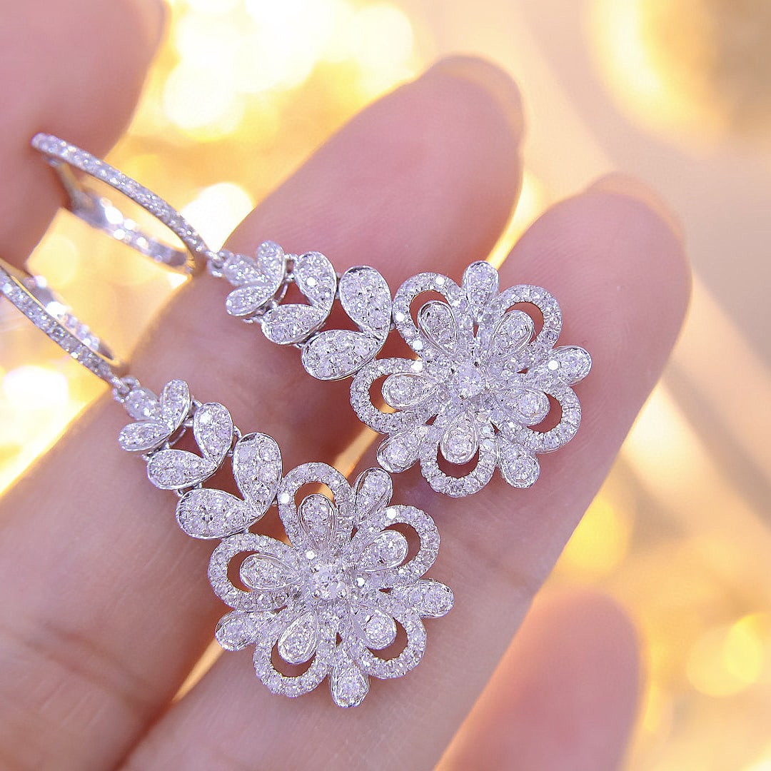 14k Gold 1.3 Ct Natural H Diamond Earrings - 5